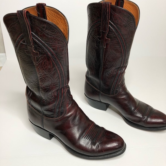 Lucchese Other - Lucchese Black Cherry Leather Goat Boots